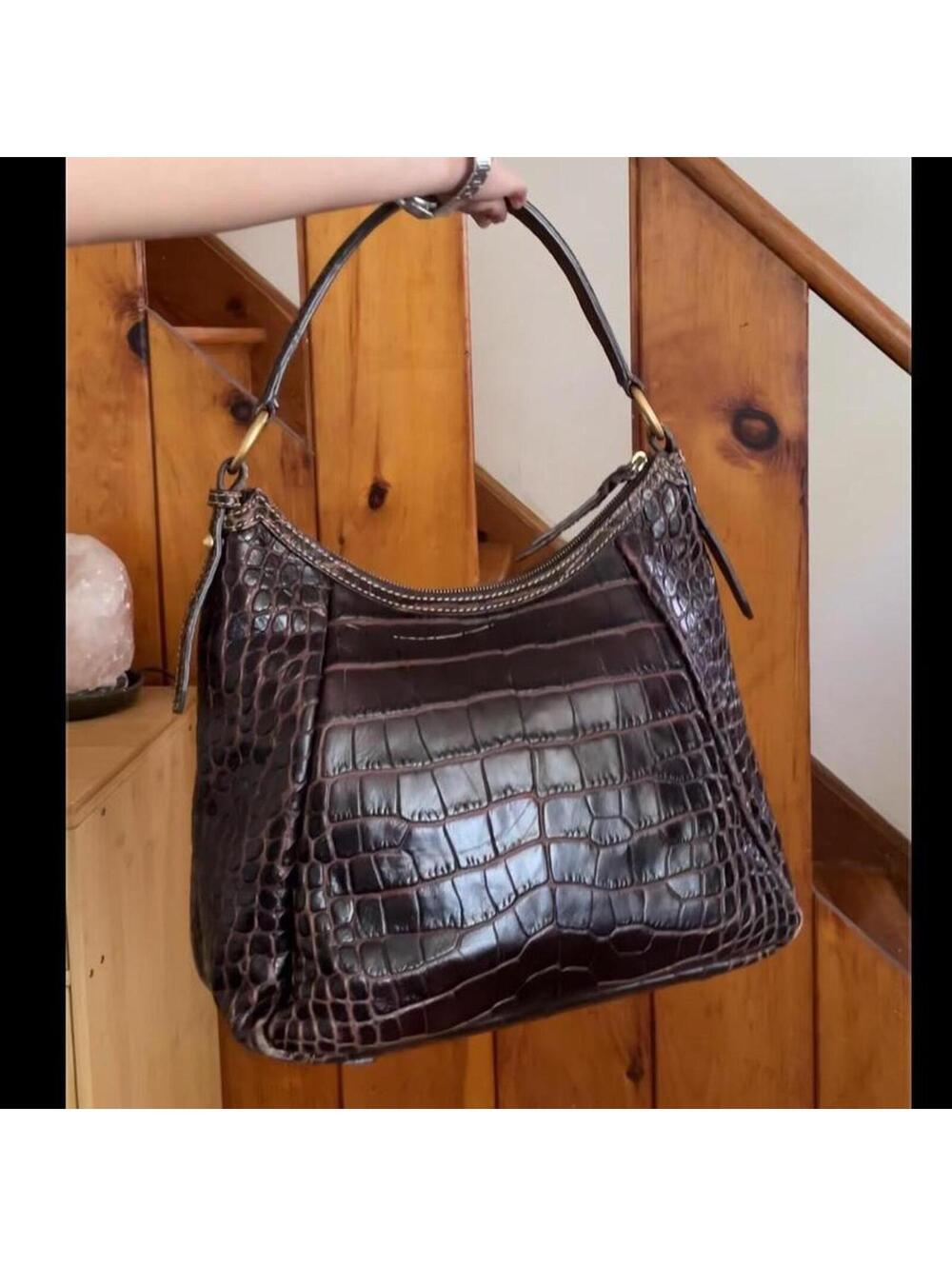 Dooney and Bourke Hobo Croc Print Purse logo lock - Picture 3 of 5